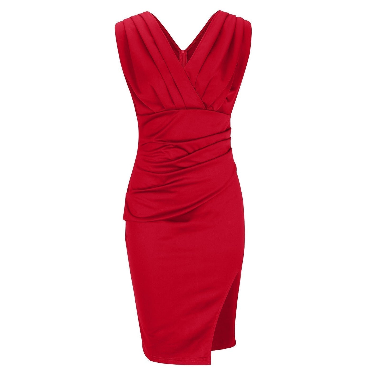 Lisanne™ | Elegante Getailleerde V-hals Jurk met Split