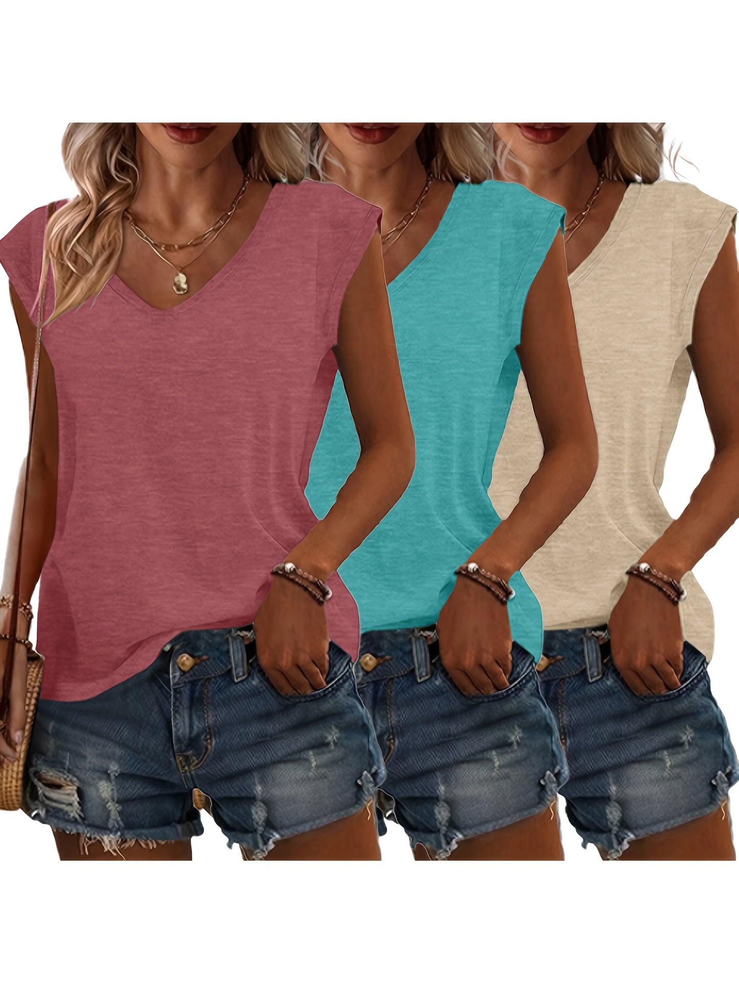 3-Delige Dames T-Shirt Set – Voor Elke Dag in Stijl
