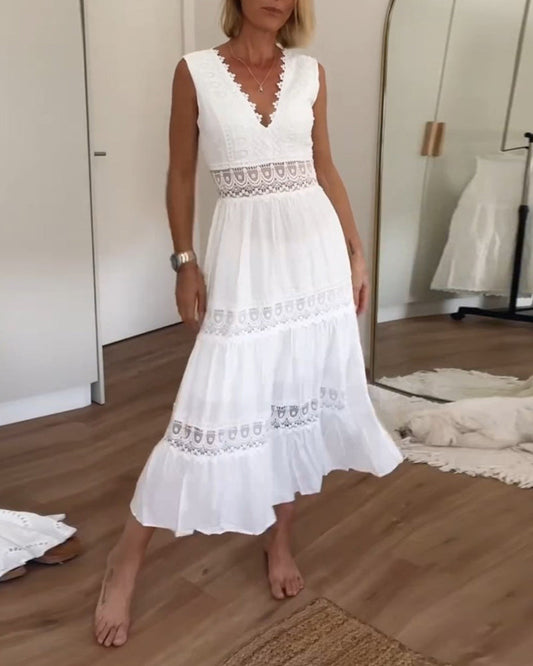 Femke™ | Elegante V-hals Kanten Jurk