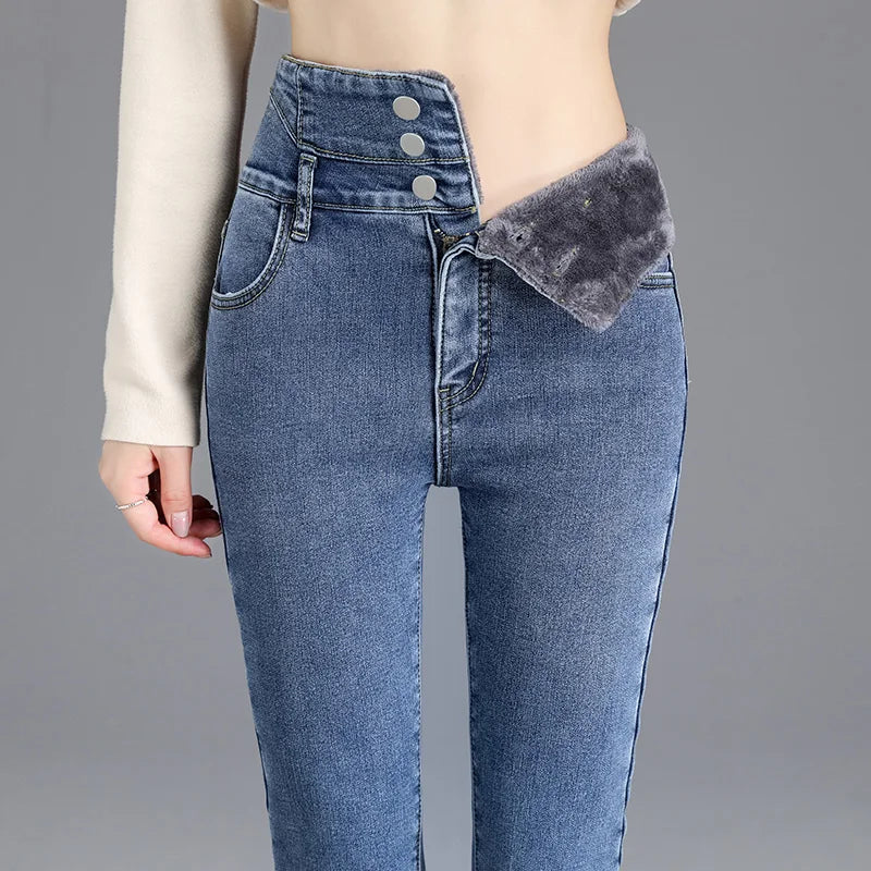 Kyren | Dames fleece warme skinny jeans