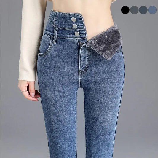 Kyren | Dames fleece warme skinny jeans