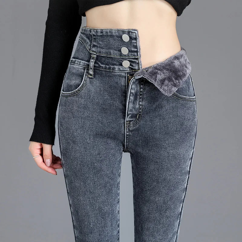 Kyren | Dames fleece warme skinny jeans
