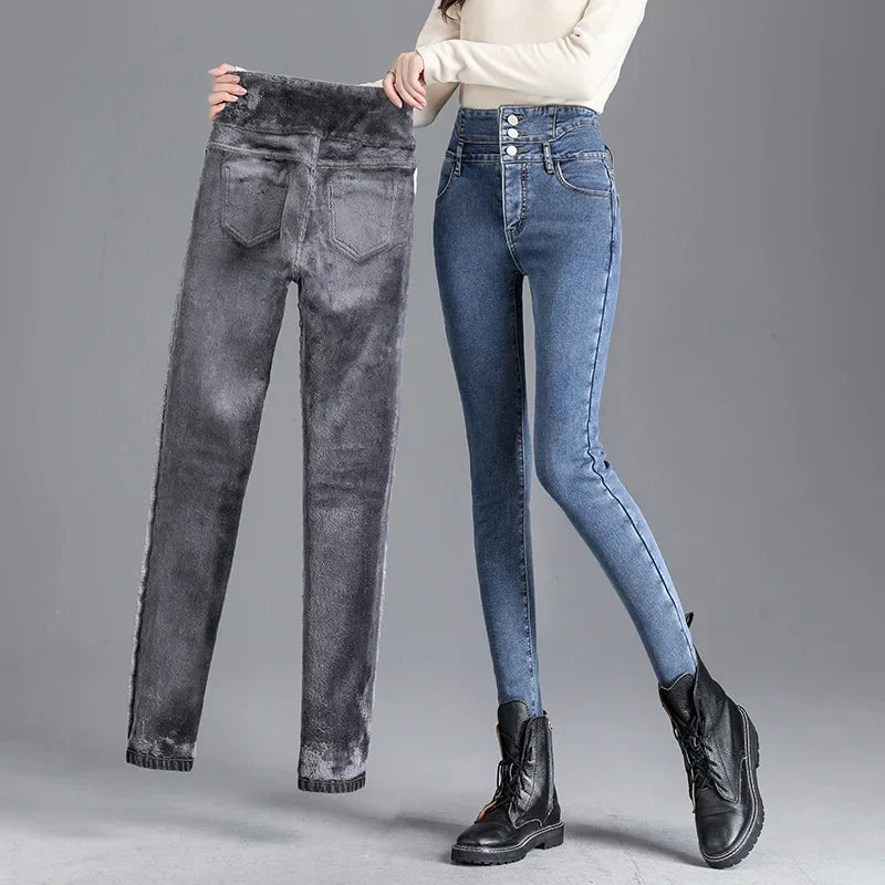 Kyren | Dames fleece warme skinny jeans