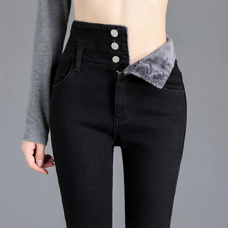 Kyren | Dames fleece warme skinny jeans