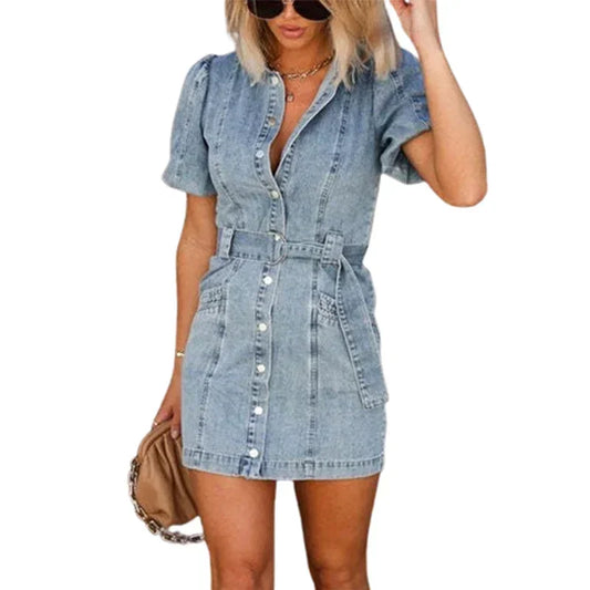 Nova | Denim WaistDress met Lace-up Detail